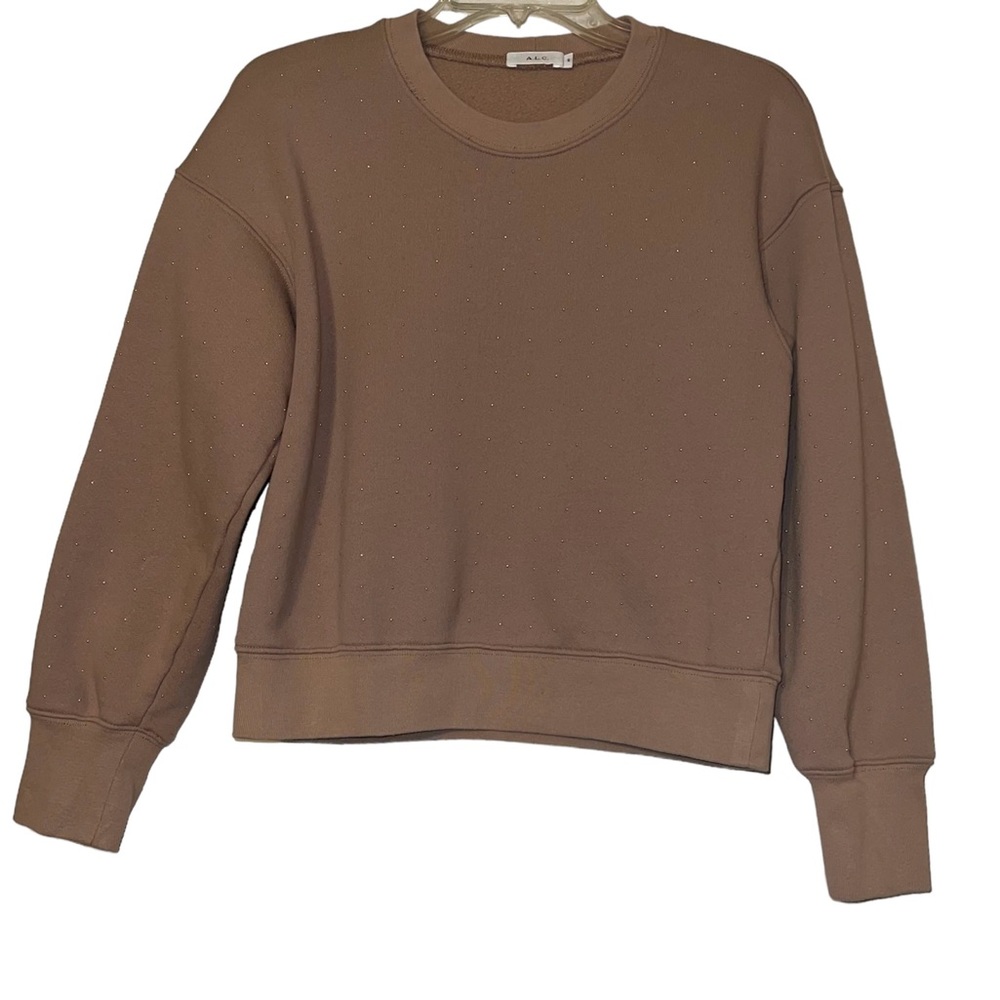 A.L.C. Women’s Embellished Crew Neck Sweatshirt Light Brown Sz S